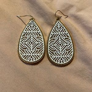 White and gold Aztec earrings